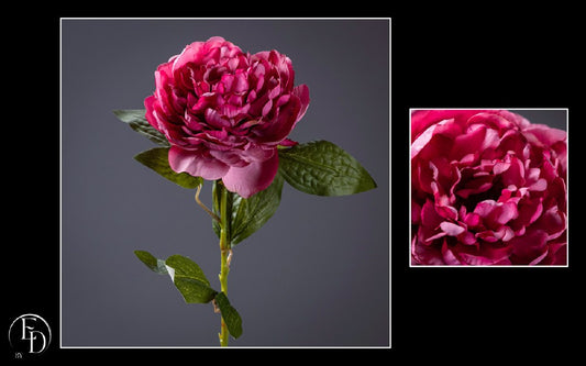 Pivoine artificielle fuchsia 64 cm – Fleur généreuse et éclatante S3