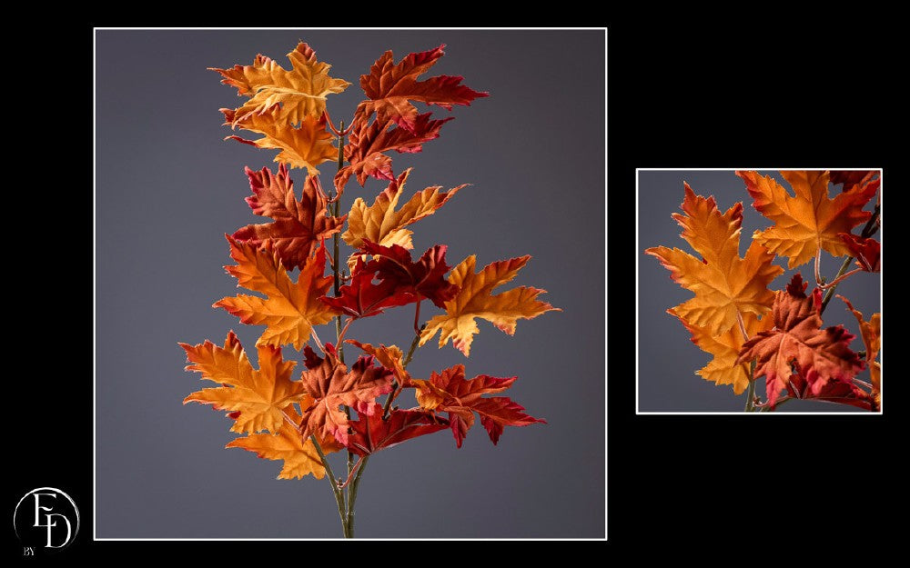 Branche d’érable artificielle automnale H.70 cm – Feuillage rouge, jaune et orange - S4