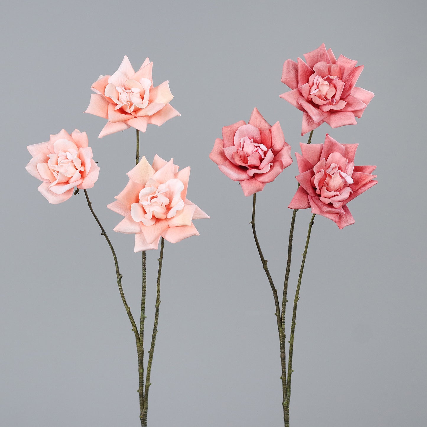 Fleur artificielle Rose 3 fleurs - composition bouquet - H.69 cm - Rouge clair - MAG