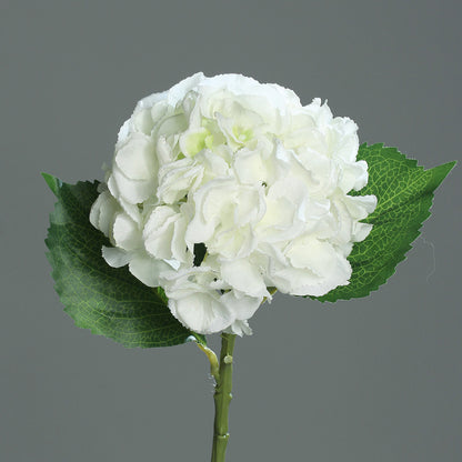 Fleur artificielle Hortensia et 3 feuilles - création bouquet composition - H.44 cm Crème