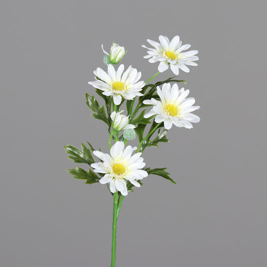 Marguerite artificielle 6 fleurs 3 tiges - composition bouquet - H. 53 cm blanc