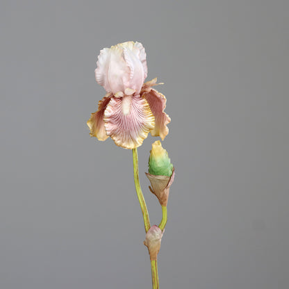Fleur artificielle Iris artificiel mauve nuancé - composition bouquet - H.80 cm - 1 fleur et 1 bouton - MAG