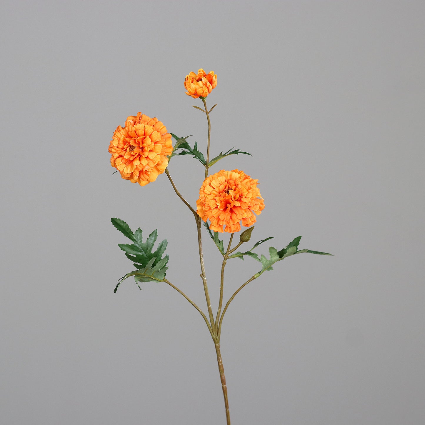 Fleur artificielle Tagète saumon- composition bouquet - H.71 cm - 2 grandes fleurs et 1 petite - MAG