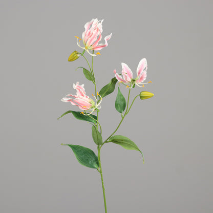Fleur artificielle Gloriosa rose - Composition bouquet - H.84cm - 3 fleurs et 2 boutons - MAG