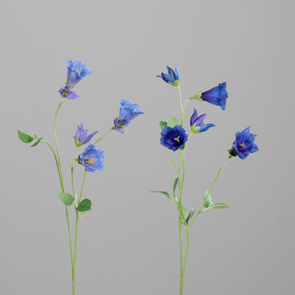 Fleur artificielle de Campanule bleue - Composition bouquet - H.60cm - 3 fleurs ouvertes et 3 fermées - MAG