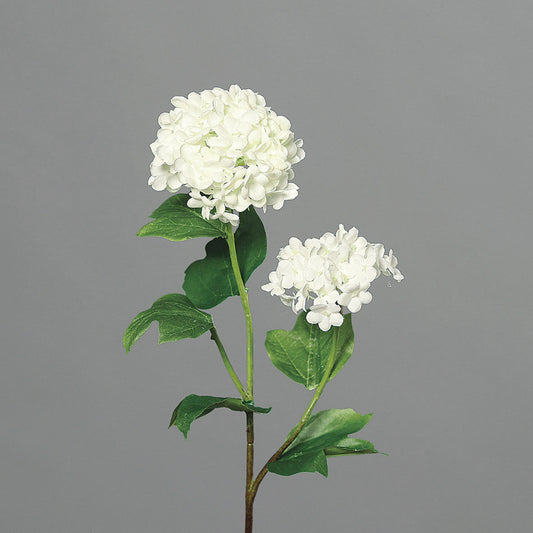 Fleur artificielle Viburnum 2 boules de fleurs - composition bouquet - H.48cm blanc