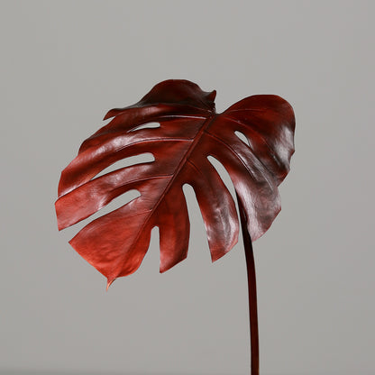 Feuille artificielle de Monstera - décoration d'intérieur - H.75cm - Bordeaux