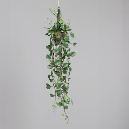 Composition artificielle boule de philodendron à suspendre - Feuillage intérieur - H.96cm vert
