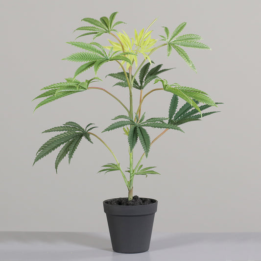 Plante artificielle Cannabis sativa en pot - plante d'intérieur - H.55cm vert