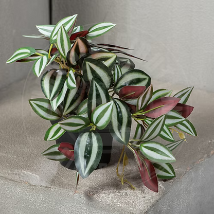 Feuillage artificiel Tradescantia zebrina pendula en pot - H.18 cm - panaché - S3