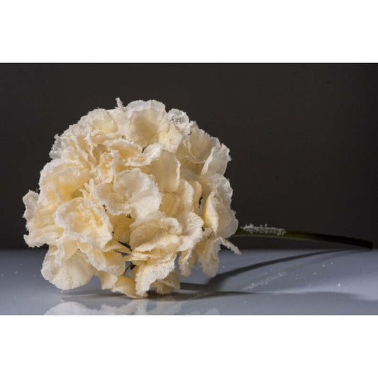 fleur artificielle Tige d'Hortensia givrée CHAMPAGNE hauteur 63 cm - NO2