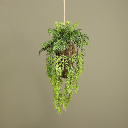 Composition artificielle boule de fougères à suspendre - Feuillage intérieur - H.94cm vert
