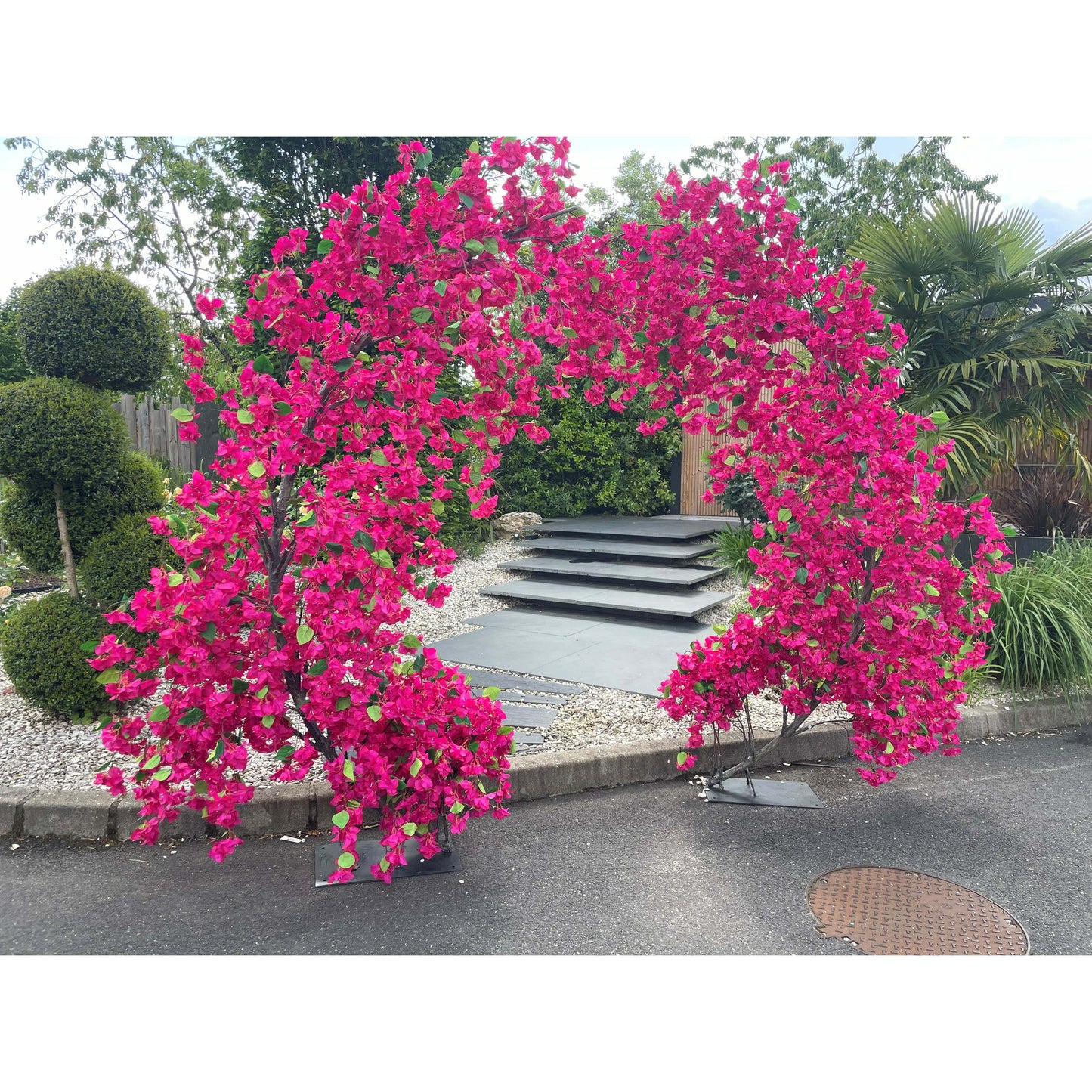 Arche complète de Bougainvillier artificiel « Lilas des Indes » – 300 cm – Fuchsia / Pourpre