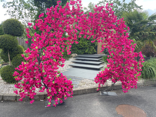 Arche complète de Bougainvillier artificiel « Lilas des Indes » – 300 cm – Fuchsia / Pourpre
