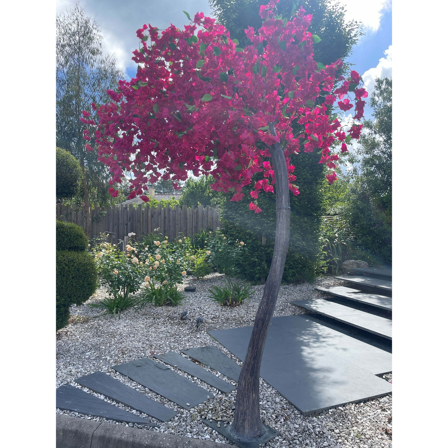 Arbre Bougainvillier artificiel « Lilas des Indes » parasol – 300 cm – Fuchsia / Pourpre