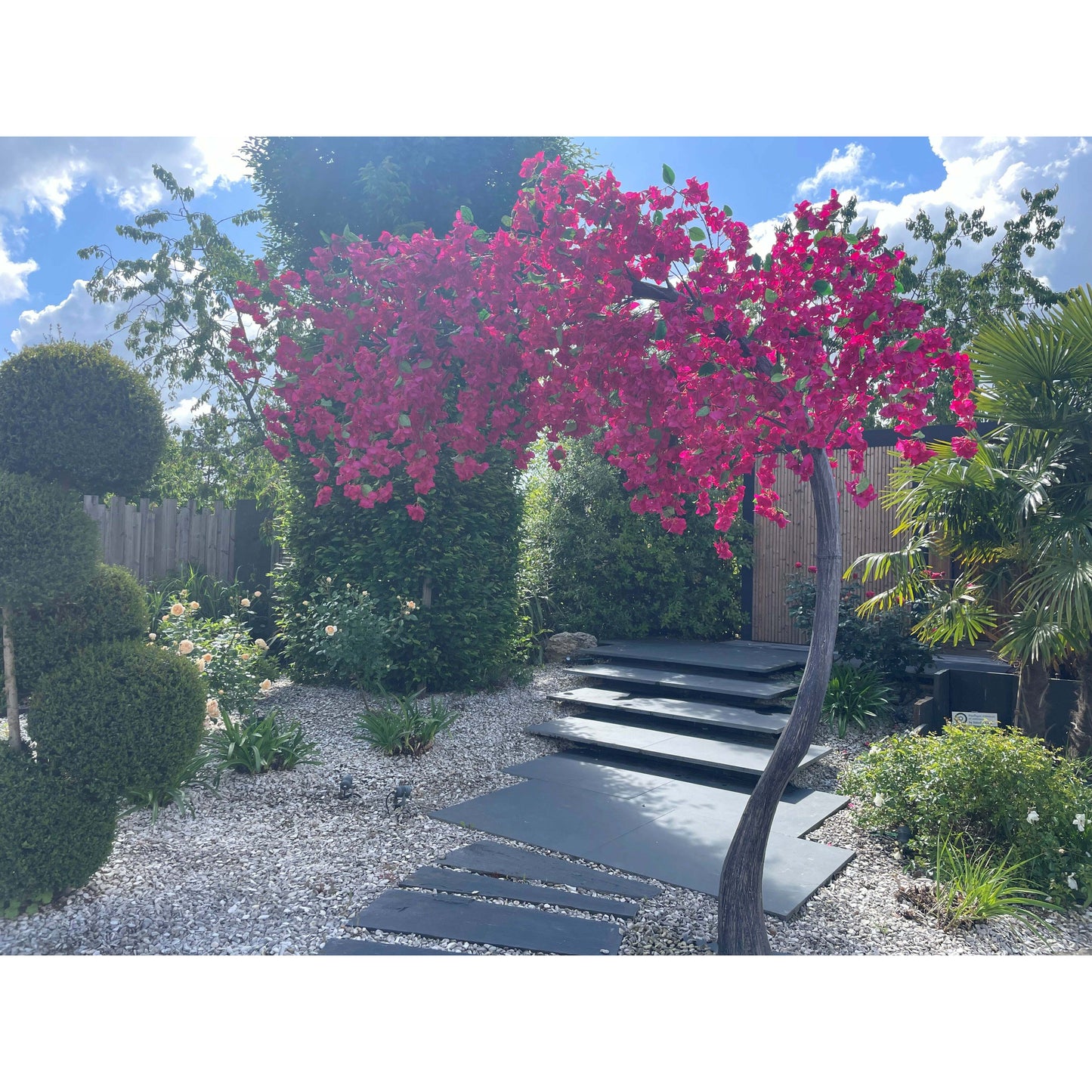 Arbre Bougainvillier artificiel « Lilas des Indes » parasol – 300 cm – Fuchsia / Pourpre