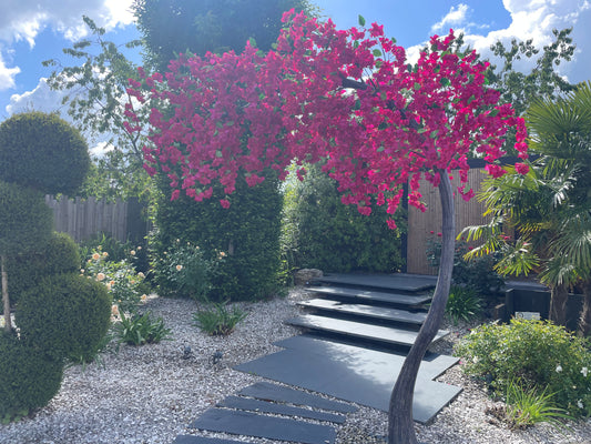 Arbre Bougainvillier artificiel « Lilas des Indes » parasol – 300 cm – Fuchsia / Pourpre