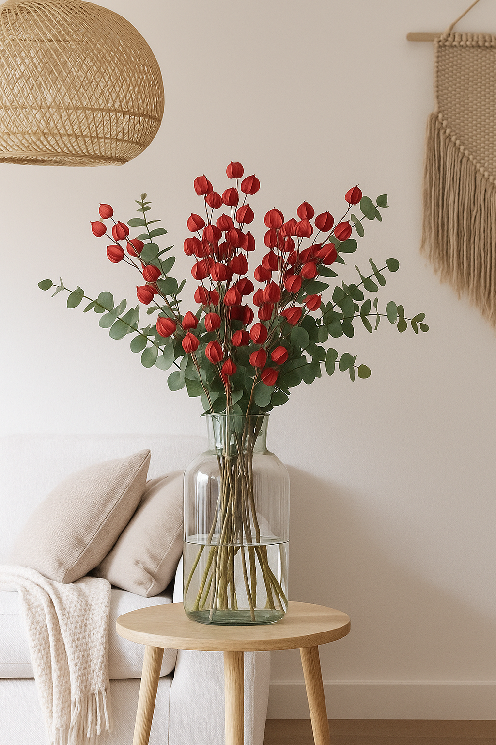Branche de Physalis artificiel - création de bouquet - H.90cm pourpre