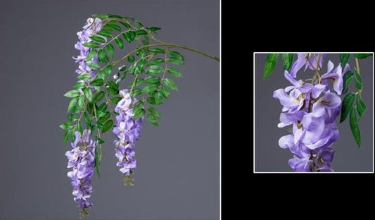 Branche de Glycine 3 fleurs - décoration intérieure - H.73cm - parme - S4