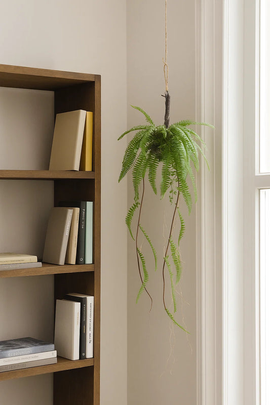 Composition artificielle boule de fougère à suspendre - Feuillage intérieur - H.104cm vert