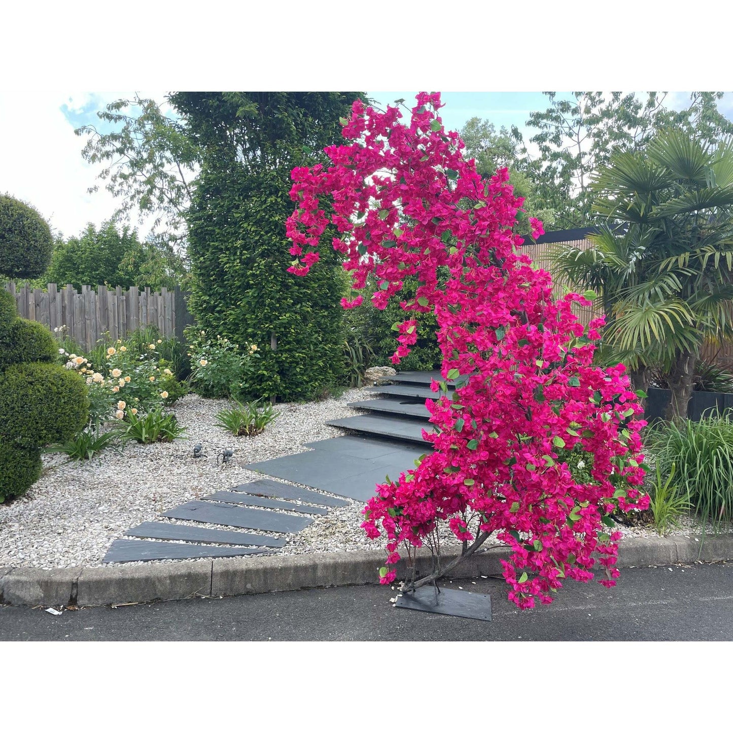 1/2 Arche de Bougainvillier artificiel « Lilas des Indes » – 300 cm – Fuchsia / Pourpre