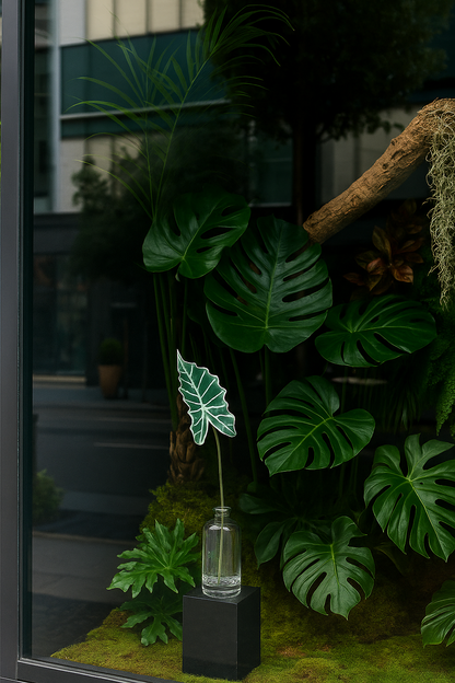 Feuille artificielle d'Alocasia - décoration d'intérieur - H.45cm - Vert