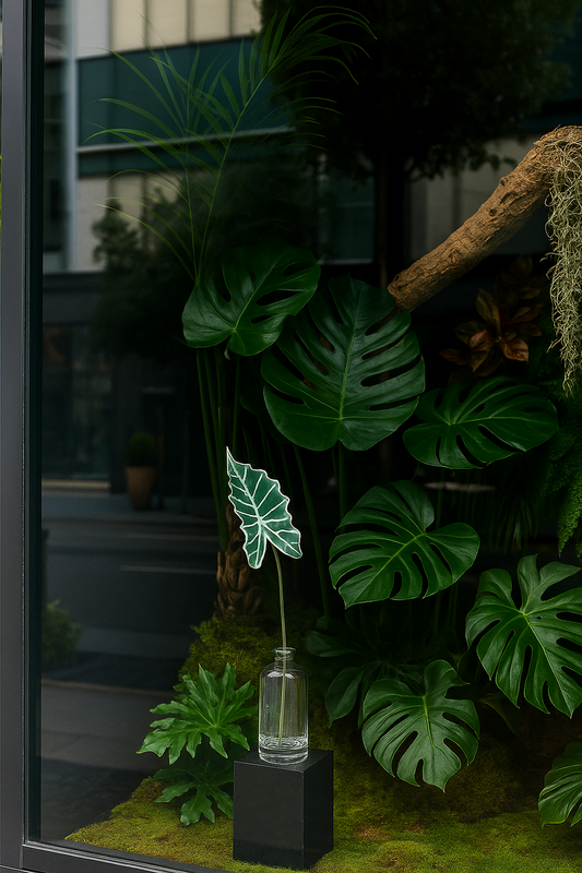 Feuille artificielle d'Alocasia - décoration d'intérieur - H.45cm - Vert