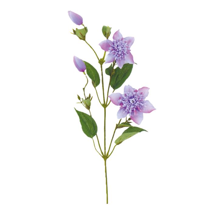 Fleur artificielle Clématite 2 fleurs et 2 boutons - décoration d'intérieur - H.64cm - Lavande