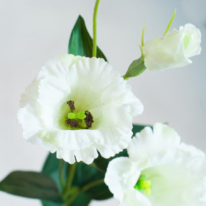 Fleur artificielle Lisianthus - composition florale - 2 fleurs et 2 boutons - H.83 cm - Blanc