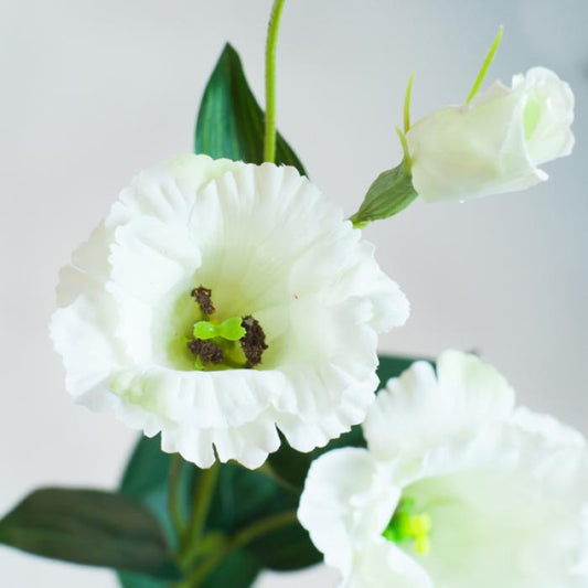 Fleur artificielle Lisianthus - composition florale - 2 fleurs et 2 boutons - H.83 cm - Blanc