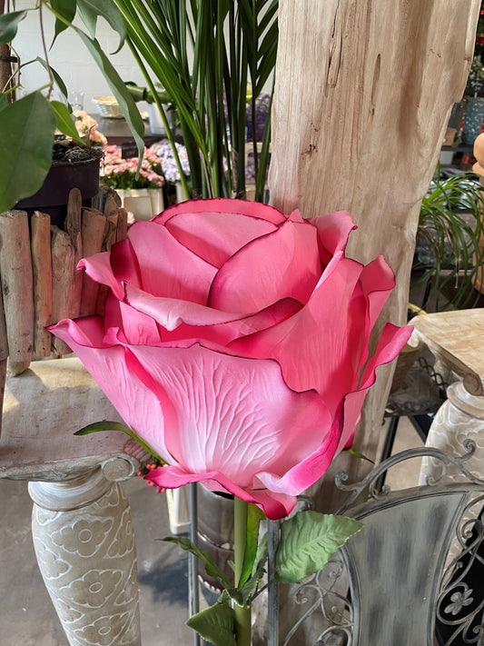 Rose artificielle géante XL - décoration d'intérieur - H.125cm Ø.40cm Fuchsia