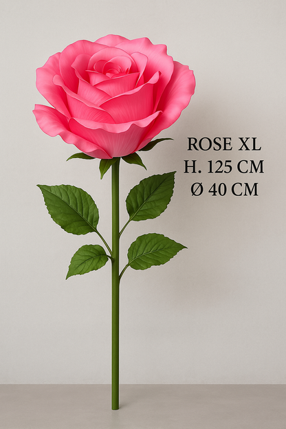 Rose artificielle géante XL - décoration d'intérieur - H.125cm Ø.40cm Fuchsia