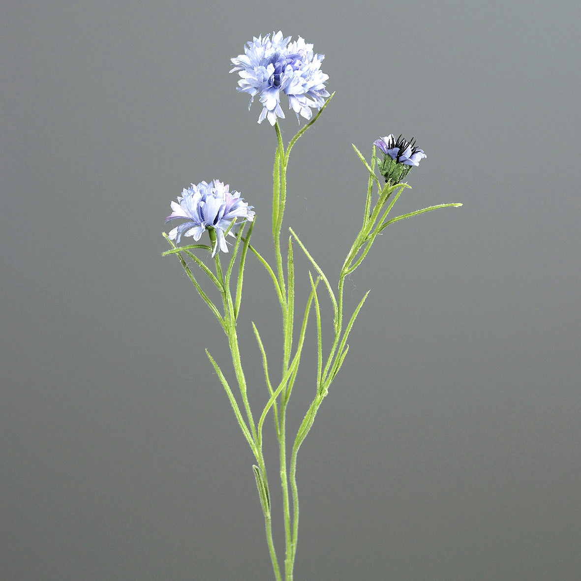 Fleur artificielle bleuet 3 fleurs - composition bouquet - H.64cm bleu clair