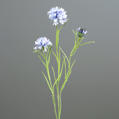 Fleur artificielle bleuet 3 fleurs - composition bouquet - H.64cm bleu clair