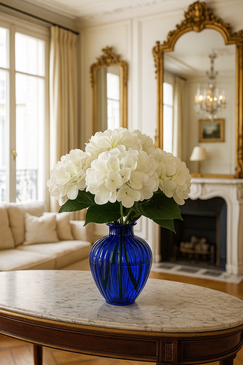 Fleur artificielle Hortensia - création bouquet composition - H.67cm blanc