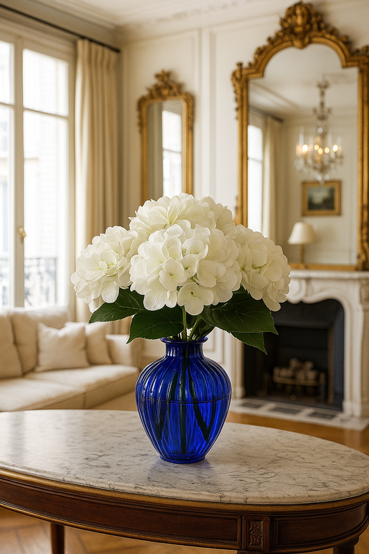 Fleur artificielle Hortensia - création bouquet composition - H.67cm blanc