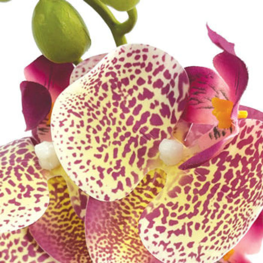 Fleur artificielle Orchidée Phalaenopsis 7 fleurs Moucheté - Naturel Touch - H.93cm Pourpre
