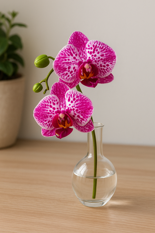 Fleur artificielle Orchidée Phalaenopsis 7 fleurs Moucheté - Naturel Touch - H.93cm Rose