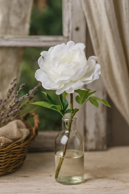 Fleur artificielle Pivoine blanche - composition florale - H.58