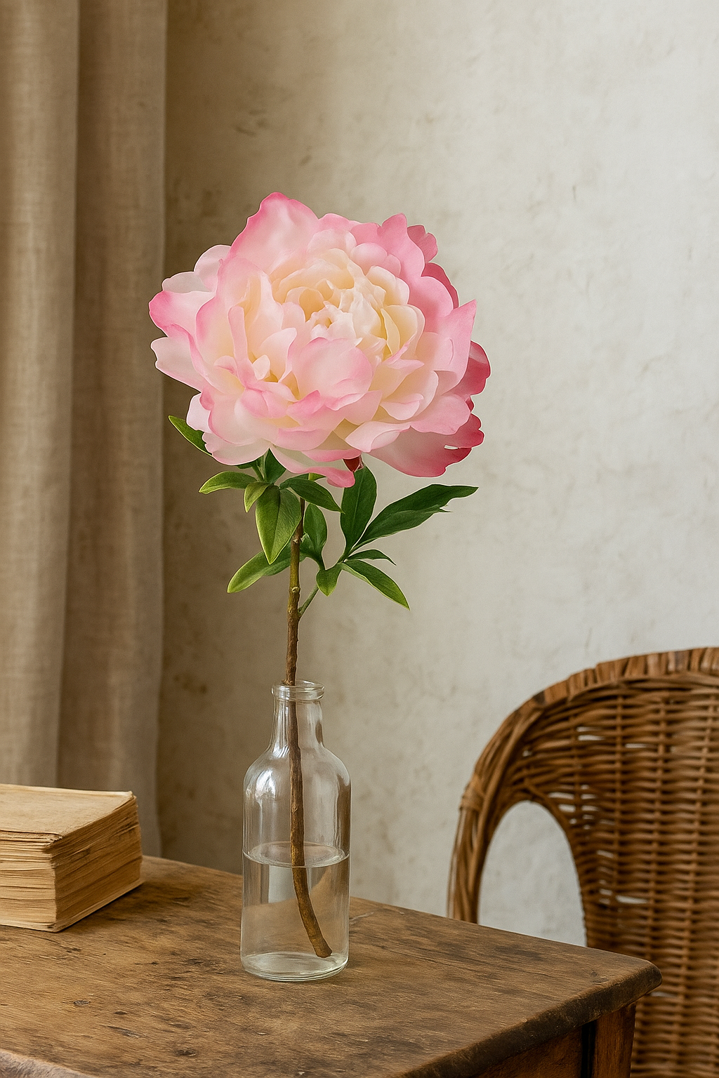 Fleur artificielle Pivoine rose - composition florale - H.58 cm