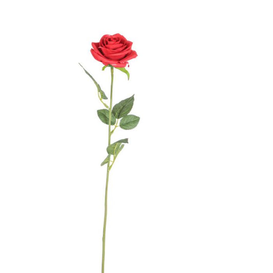 Fleur artificielle rose ouverte - composition florale - H.61cm rouge