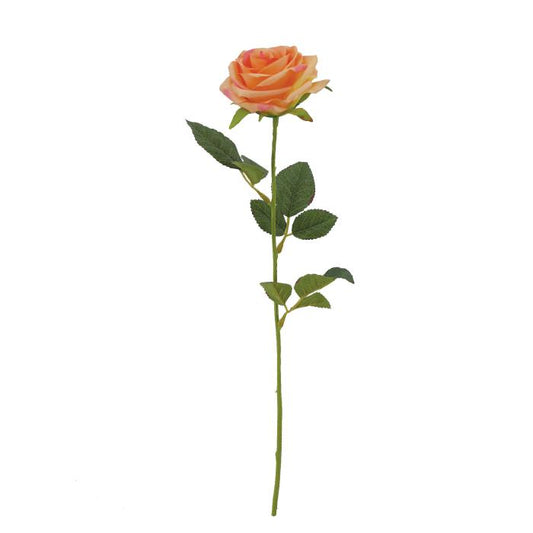 Fleur artificielle rose ouverte - composition florale - H.61cm - saumon