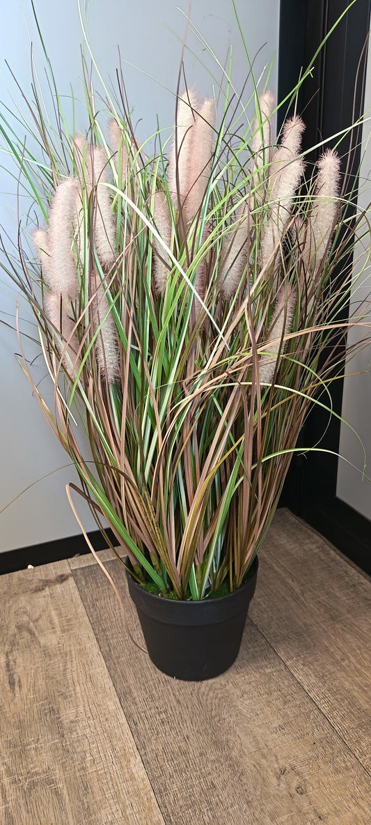 Graminée pennisetum artificielle en pot creme rose - décoration d'intérieur - H.100 cm -  depot
