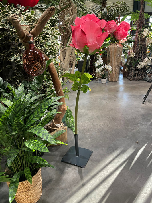 Socle métallique pour fleurs géantes – Ø 3 cm – H.25 cm – Platine 25 x 25 cm