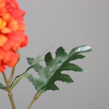 Fleur artificielle Tagète orange/rouge - composition bouquet - H.71 cm - 2 grandes fleurs et 1 petite - MAG