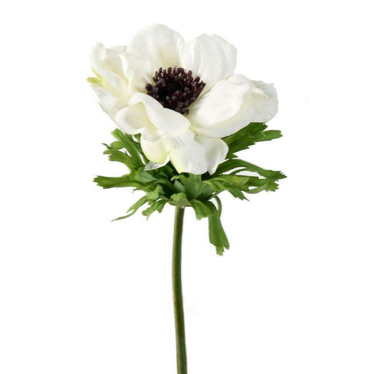 Anémone artificielle fleur coupée - création florale intérieur - H.35cm blanc