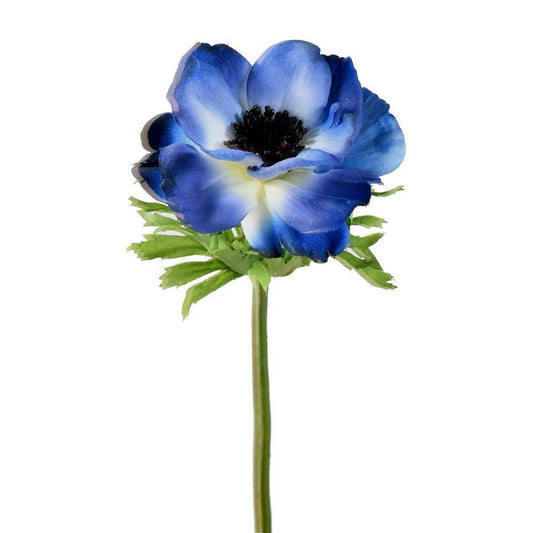 Anémone artificielle fleur coupée - création florale intérieur - H.35cm bleu