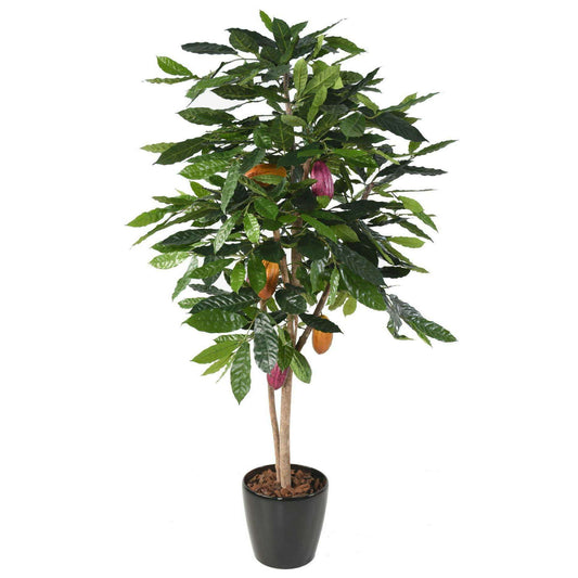 Arbre artificiel Cacaoyer avec fruits - plante d'intérieur - H.210cm vert
