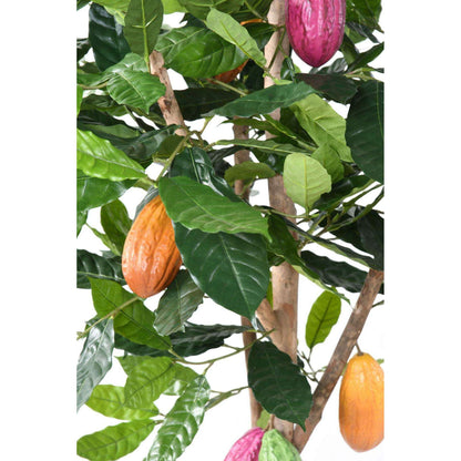 Arbre artificiel Cacaoyer avec fruits - plante d'intérieur - H.210cm vert