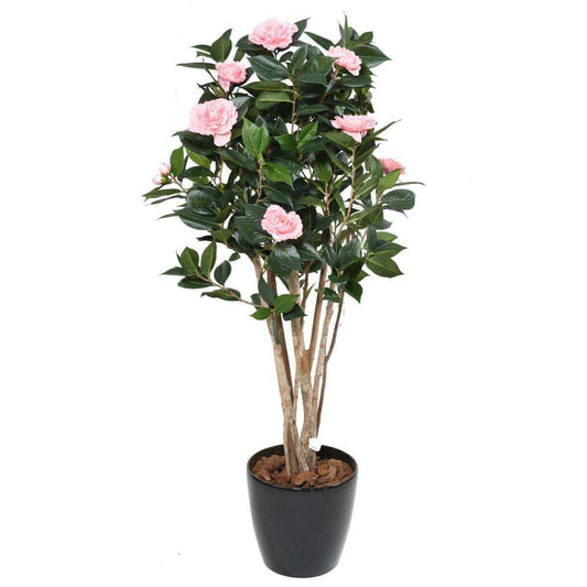 Arbre artificiel Camélia du japon 8 fleurs - intérieur - H.130cm rose